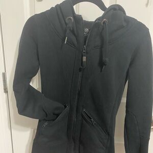 Black zip up MPG hoodie.